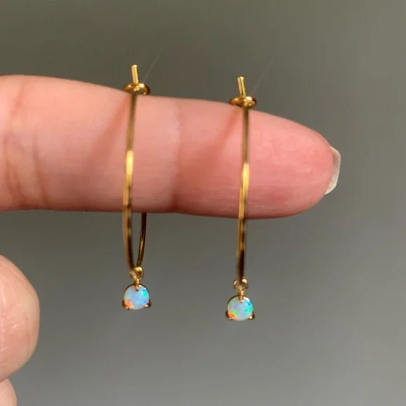 Petite Opal Hoops (NWT) - Picture 5 of 5